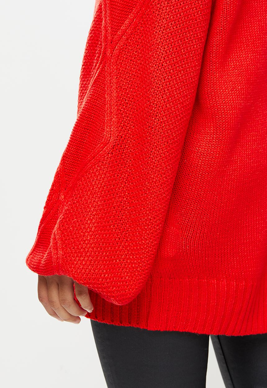 Missguided - Petite recycled cable sleeve jumper - red