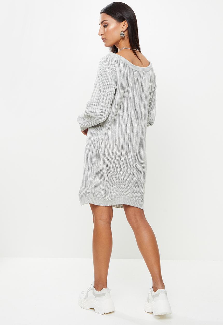 Missguided - Petite recycled ayvan jumper dress - light grey