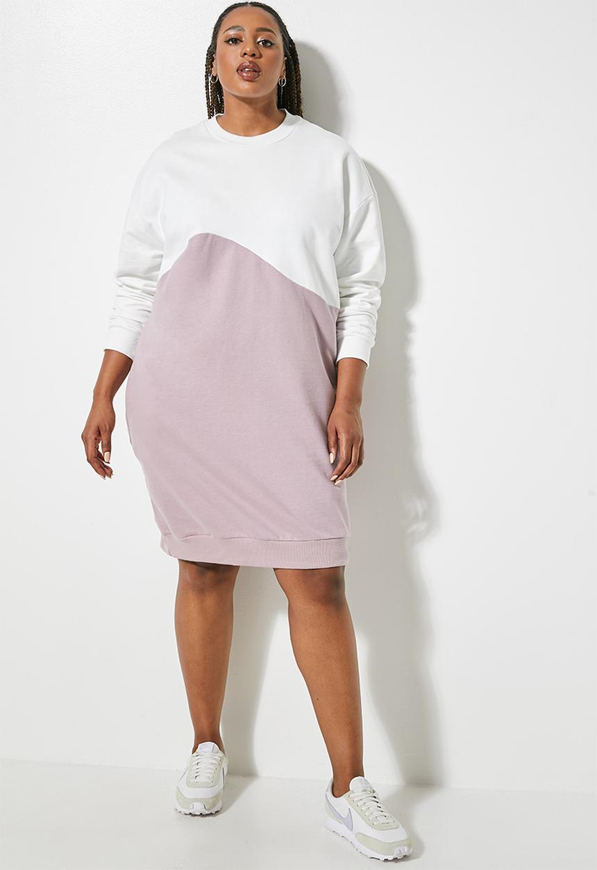 Superbalist - Colourblock sweat dress - mocha & ecru