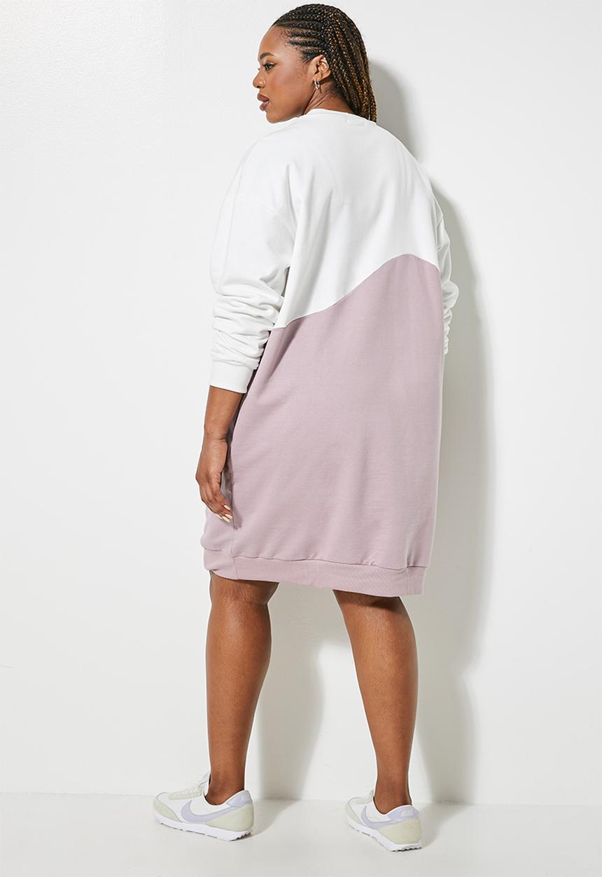 Superbalist - Colourblock sweat dress - mocha & ecru