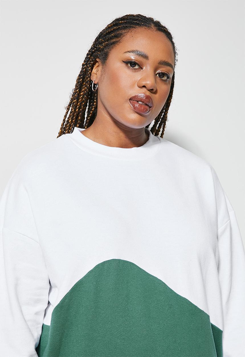Superbalist - Colourblock sweat dress - green & white