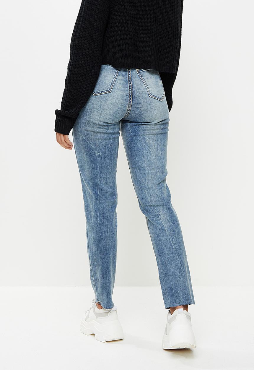 Missguided - Petite sinner rip jean vintage - light blue