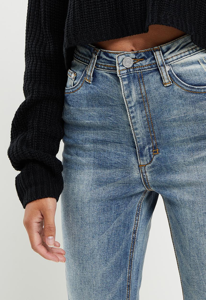 Missguided - Petite sinner rip jean vintage - light blue