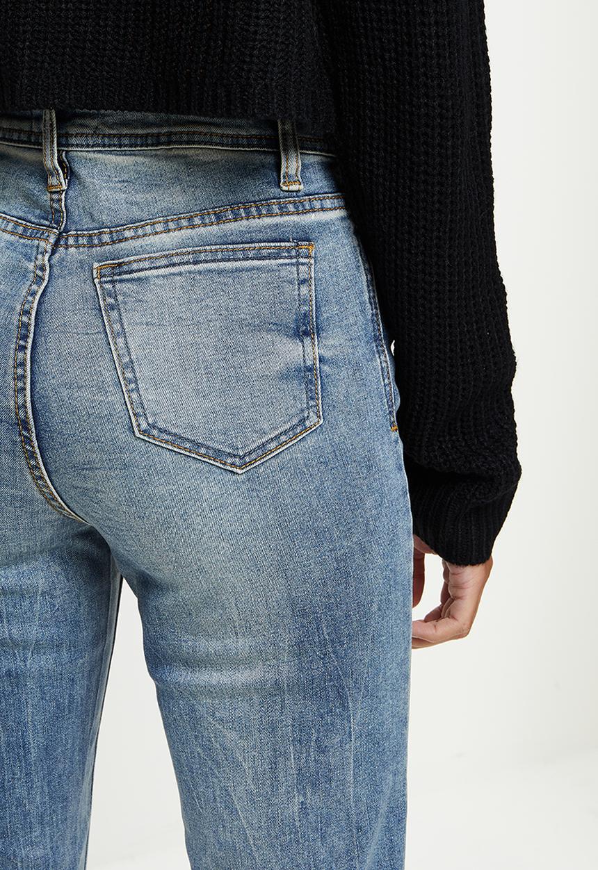 Missguided - Petite sinner rip jean vintage - light blue