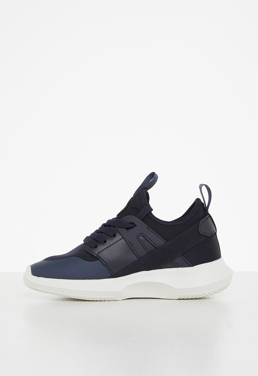 POLO - Kids elastic lace up knit sneaker - navy