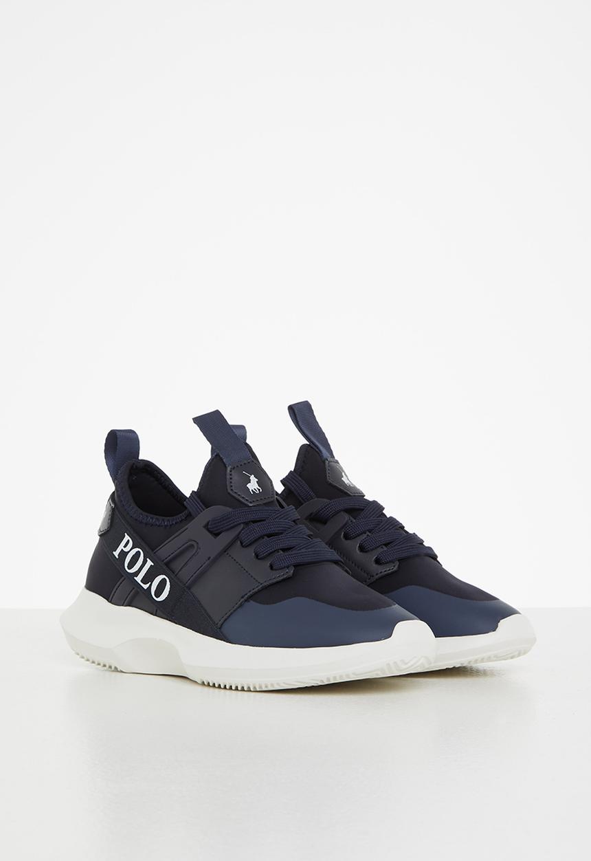 POLO - Kids elastic lace up knit sneaker - navy