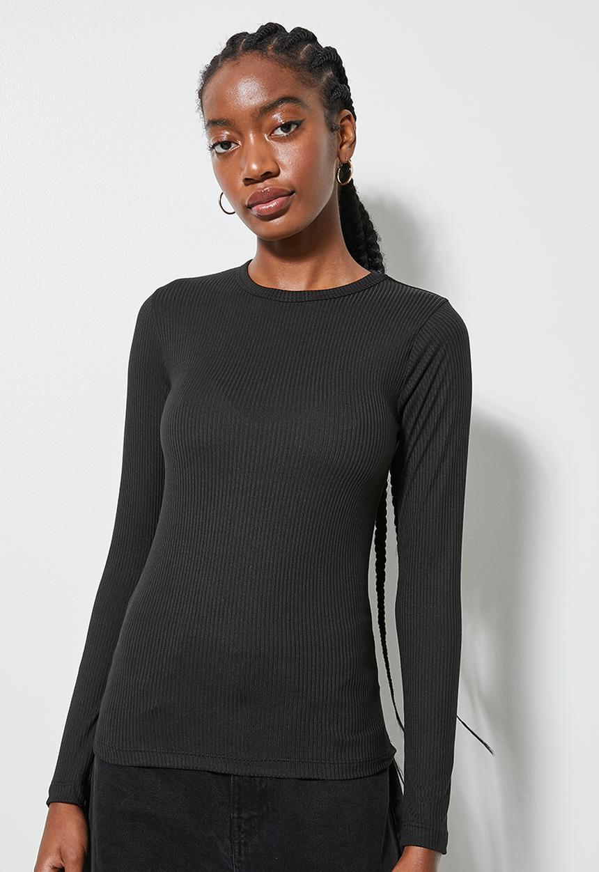 Superbalist - 2-Pack fine rib crew neck tops - black & mink