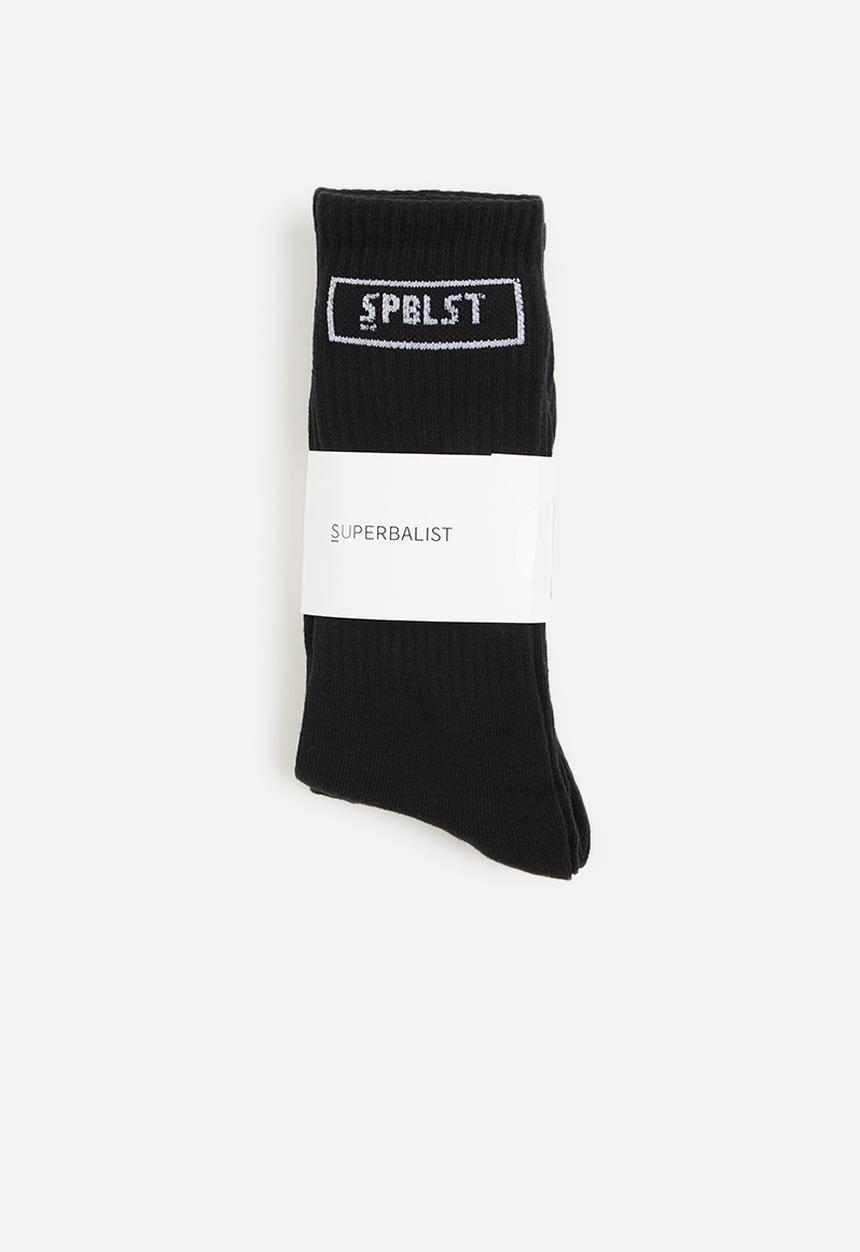 Superbalist - 2 Pack branded ribbed crew socks - black