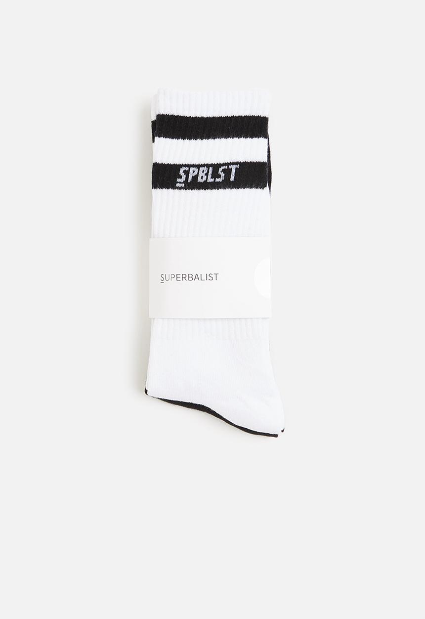 Superbalist - 2 Pack branded ribbed crew socks - black & white