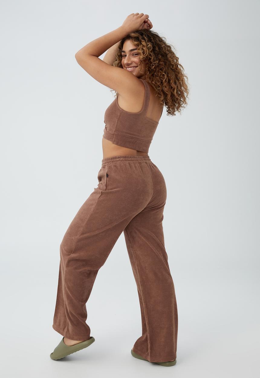 Cotton On - Sweat to swim wide leg pant - toasted hazelnut
