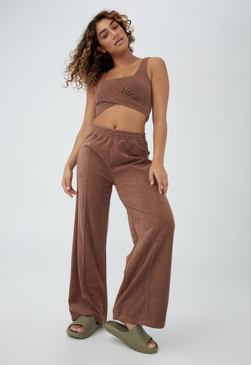 Cotton On - Sweat to swim wide leg pant - toasted hazelnut