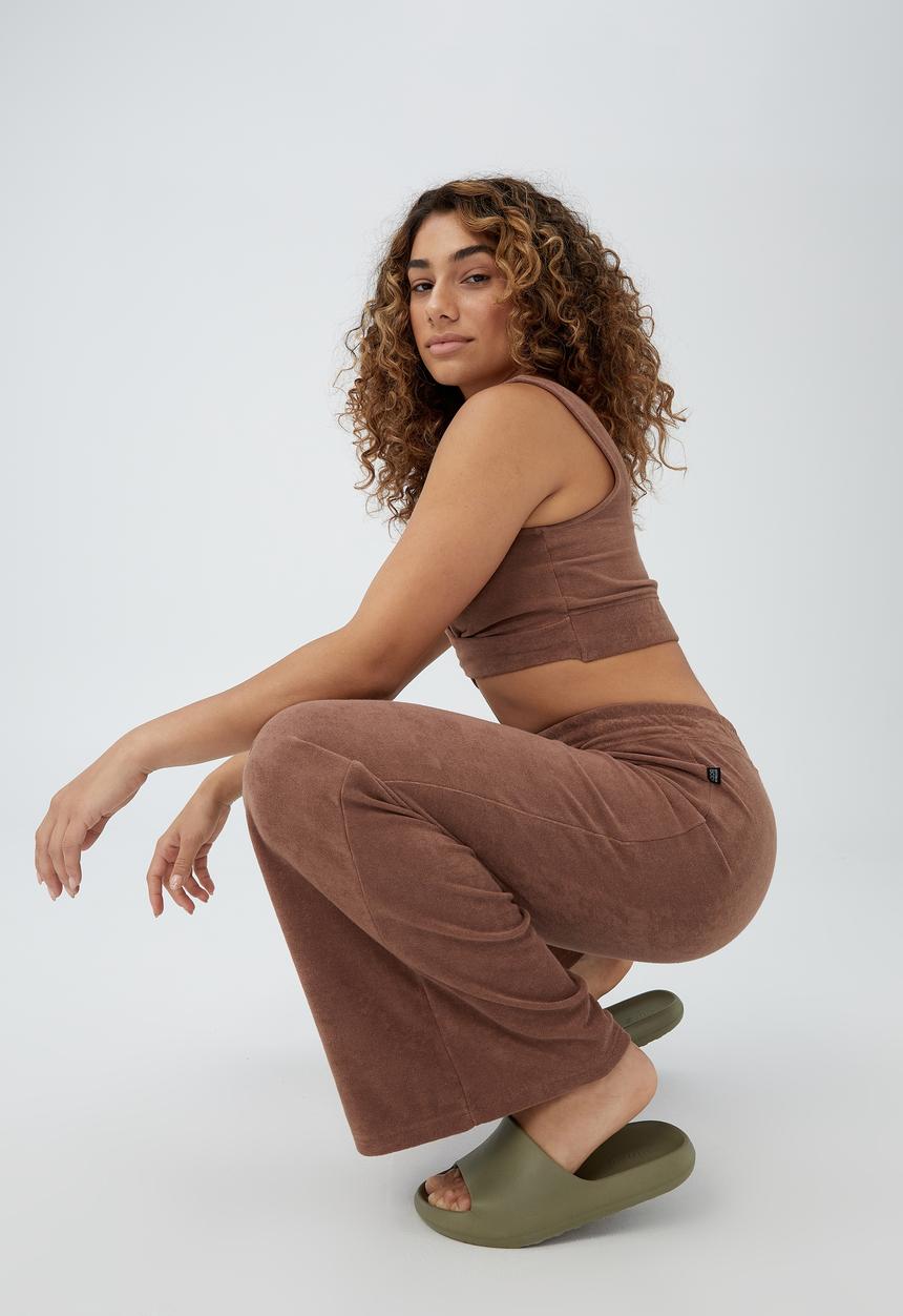 Cotton On - Sweat to swim wide leg pant - toasted hazelnut