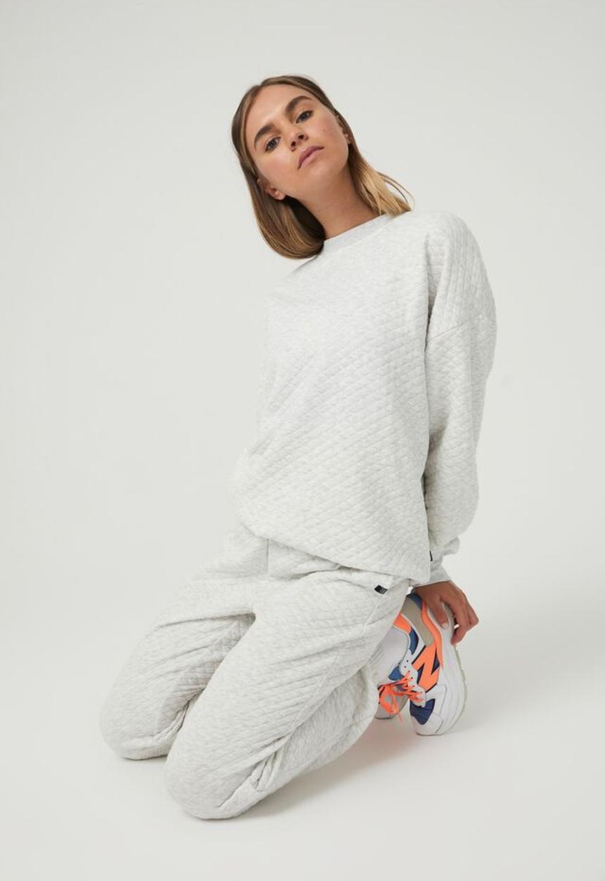 Cotton On - Quilted oversized crew - cloudy grey marle quilted