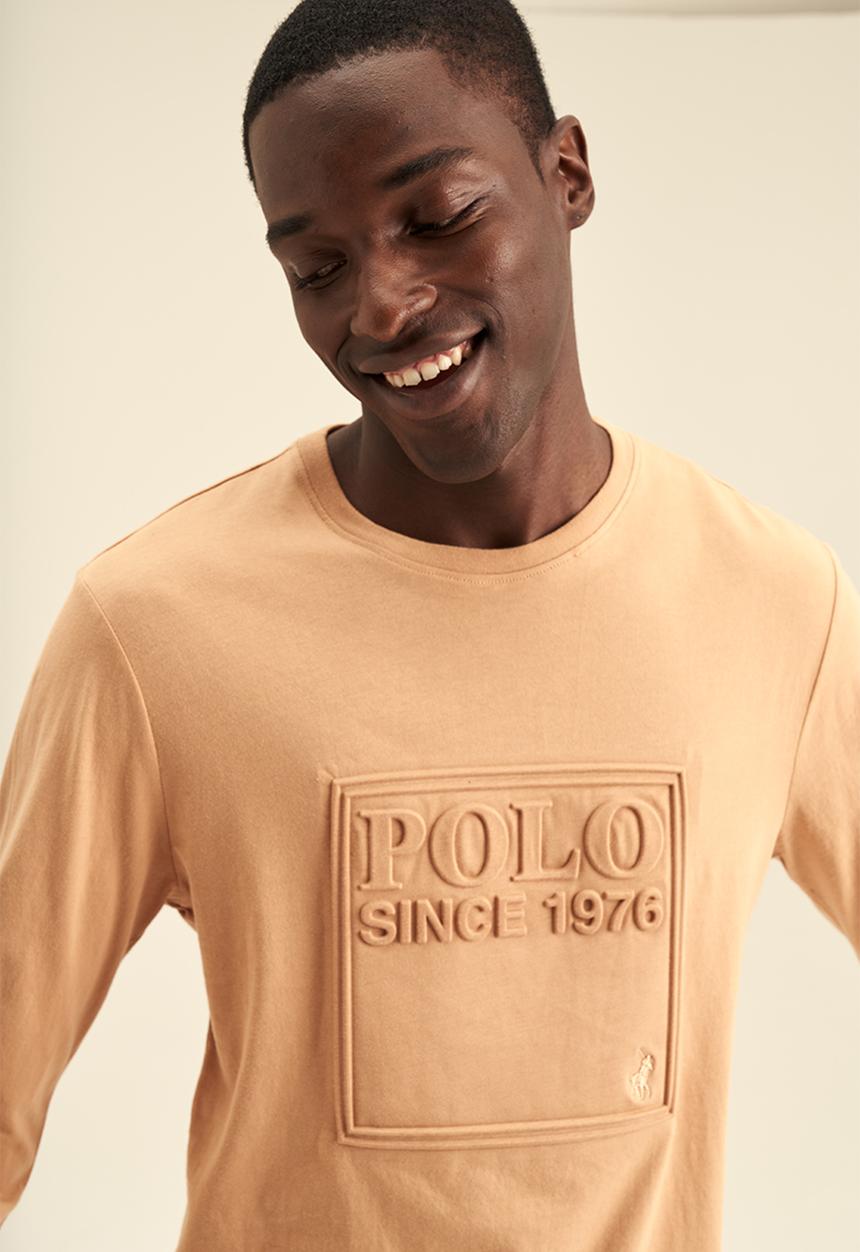 POLO - Men embossed ls tee - camel