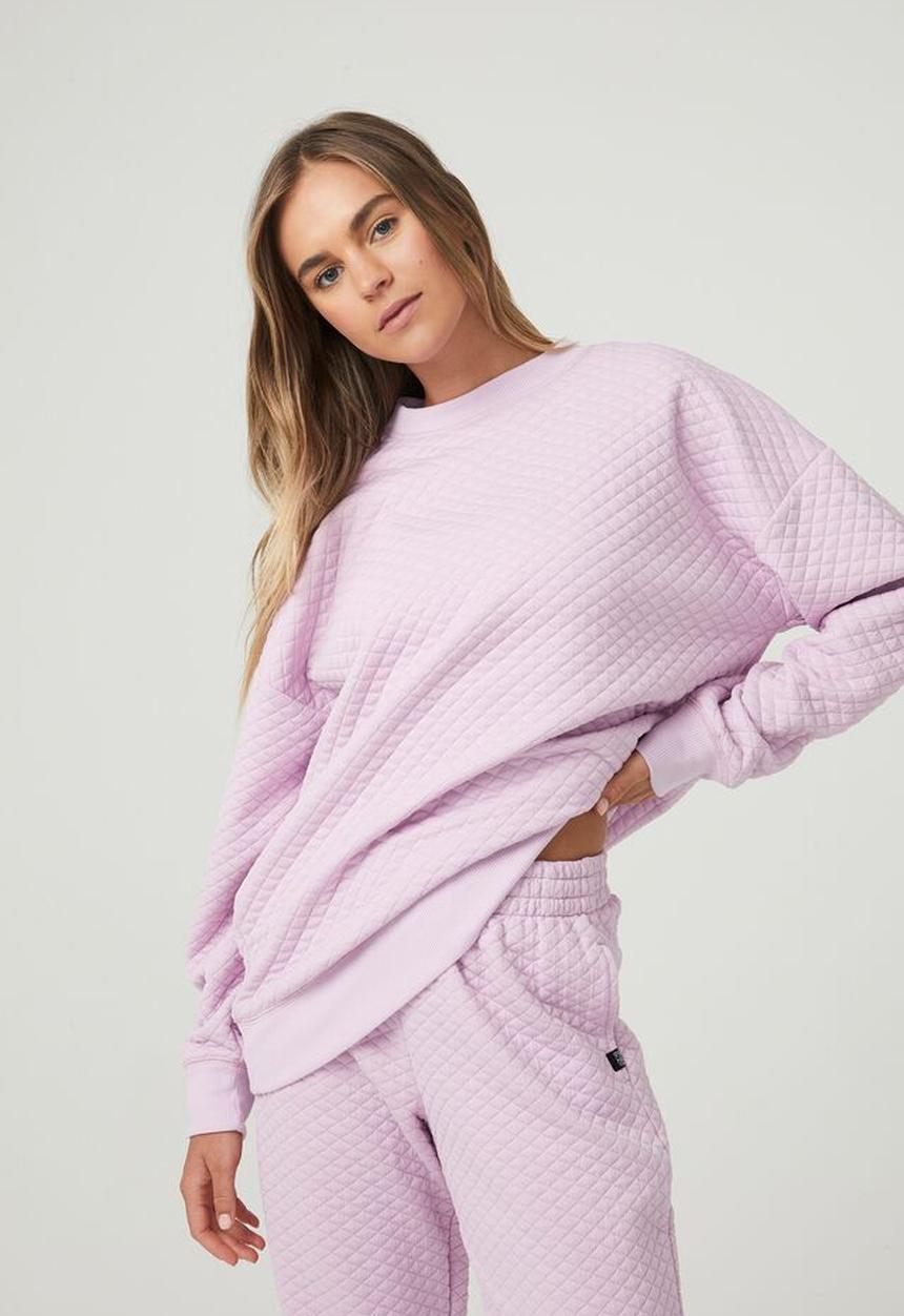 Cotton On - Quilted oversized crew - pink orchid quilted