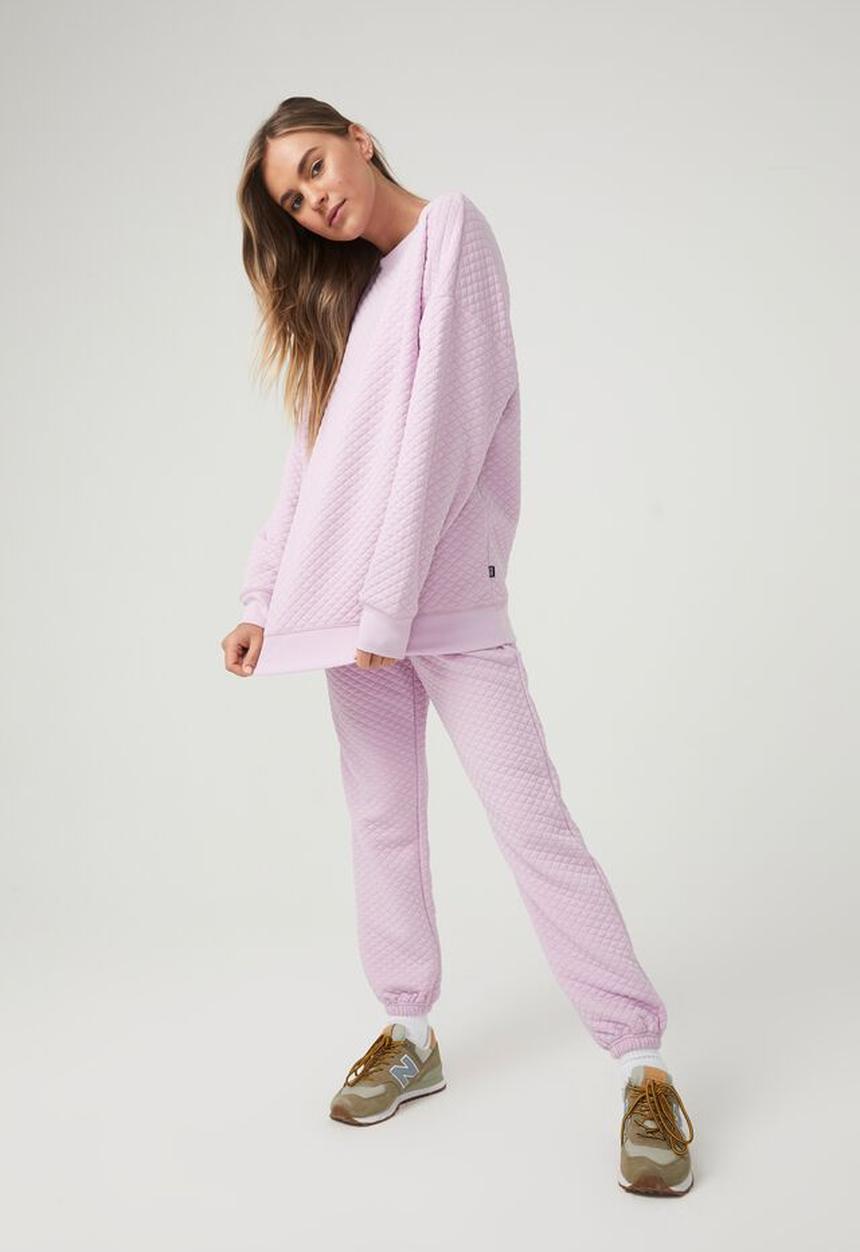 Cotton On - Quilted oversized crew - pink orchid quilted