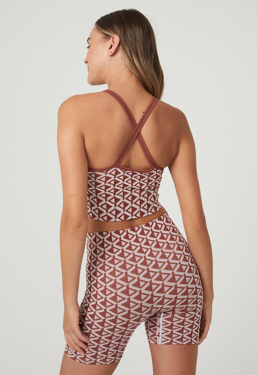 Cotton On - Seamless jacquard bike short - geo triangle baked clay