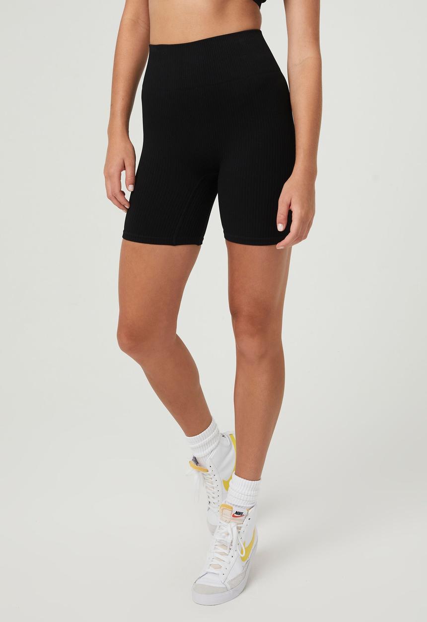 Cotton On - Seamless jacquard bike short - black rib