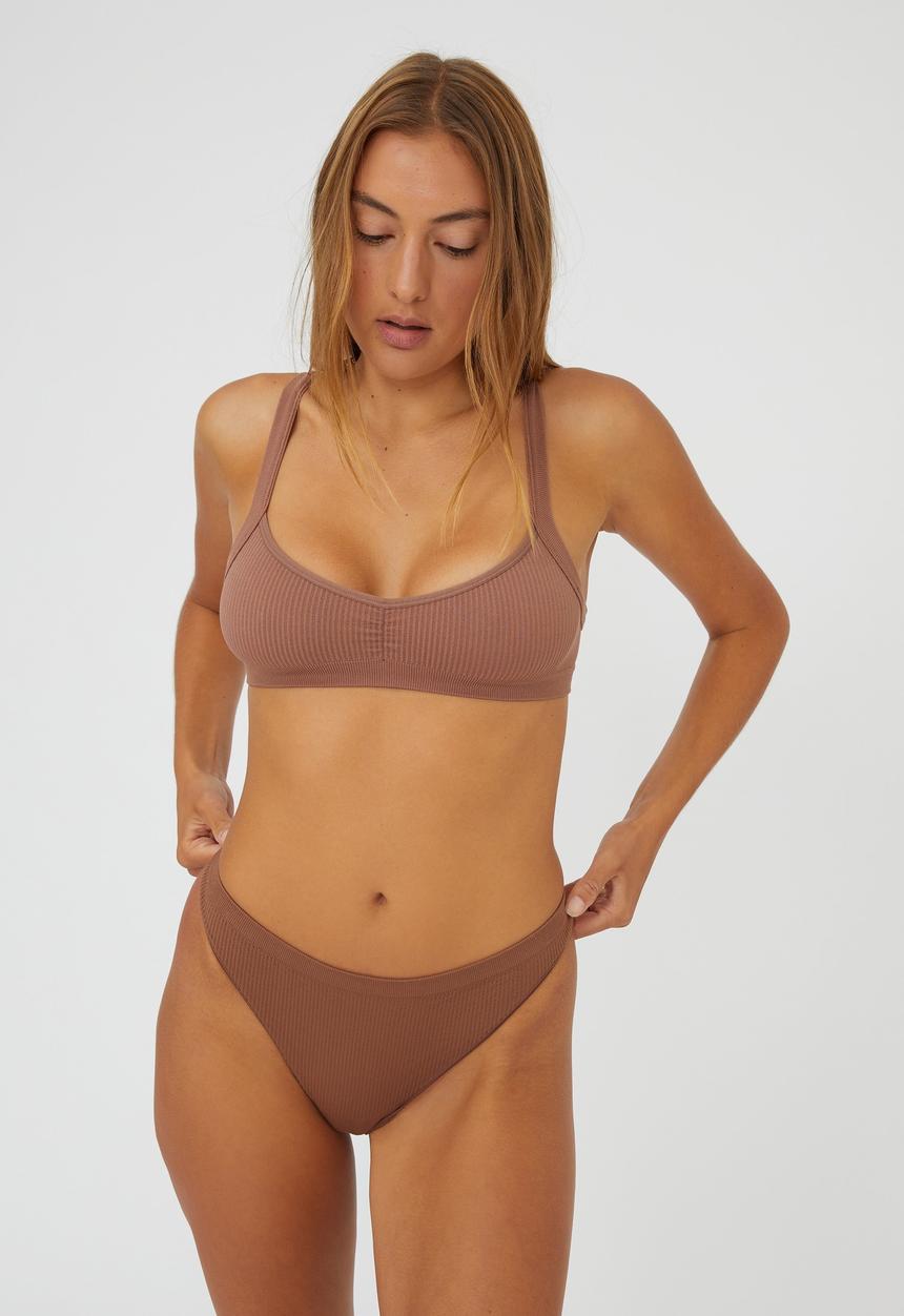 Cotton On - Seamless gathered bralette - toasted hazelnut