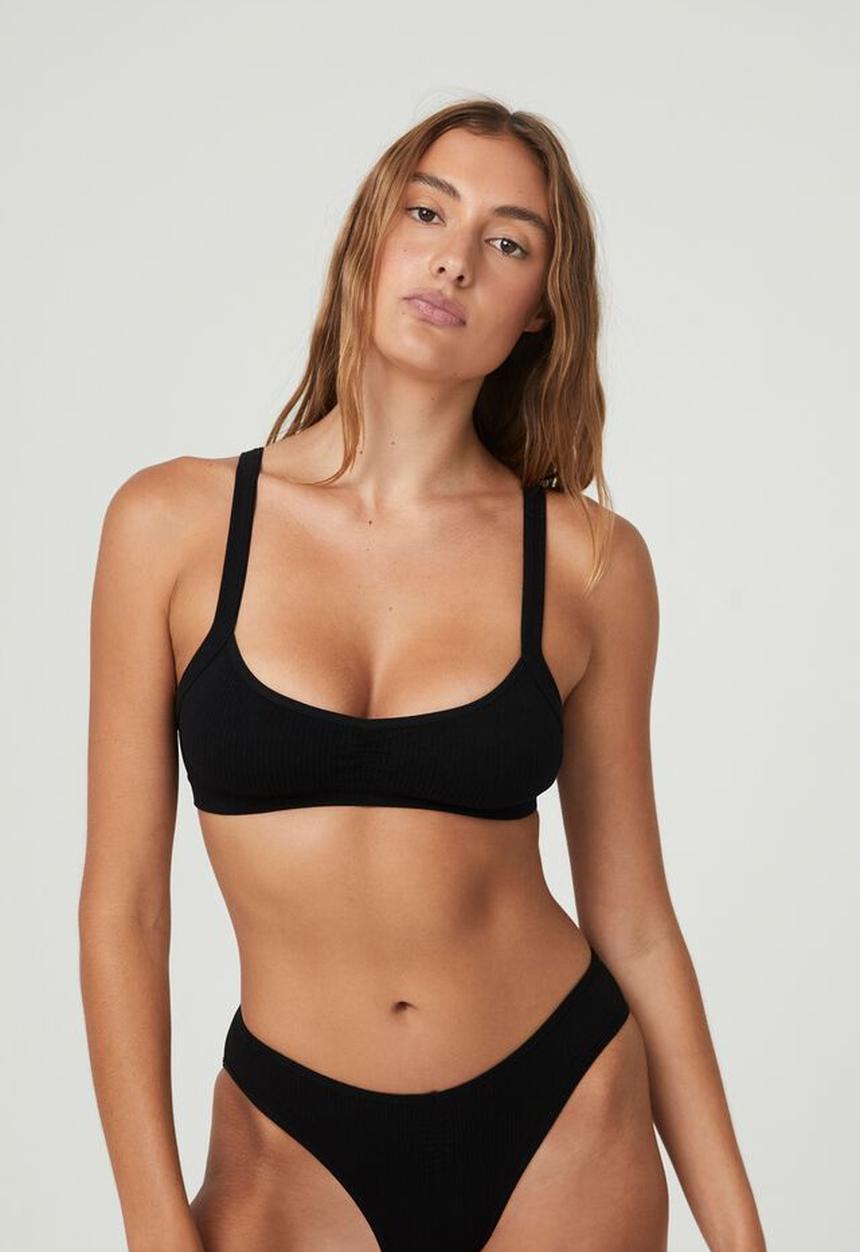 Cotton On - Seamless gathered bralette - black