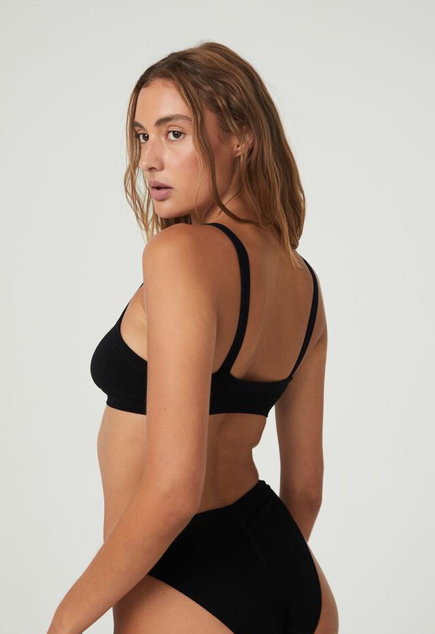 Cotton On - Seamless gathered bralette - black