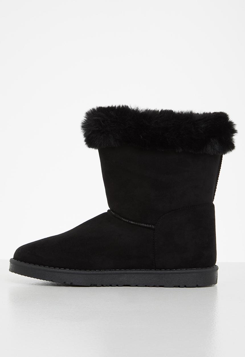 Jada - Faux shearling ankle boot - black