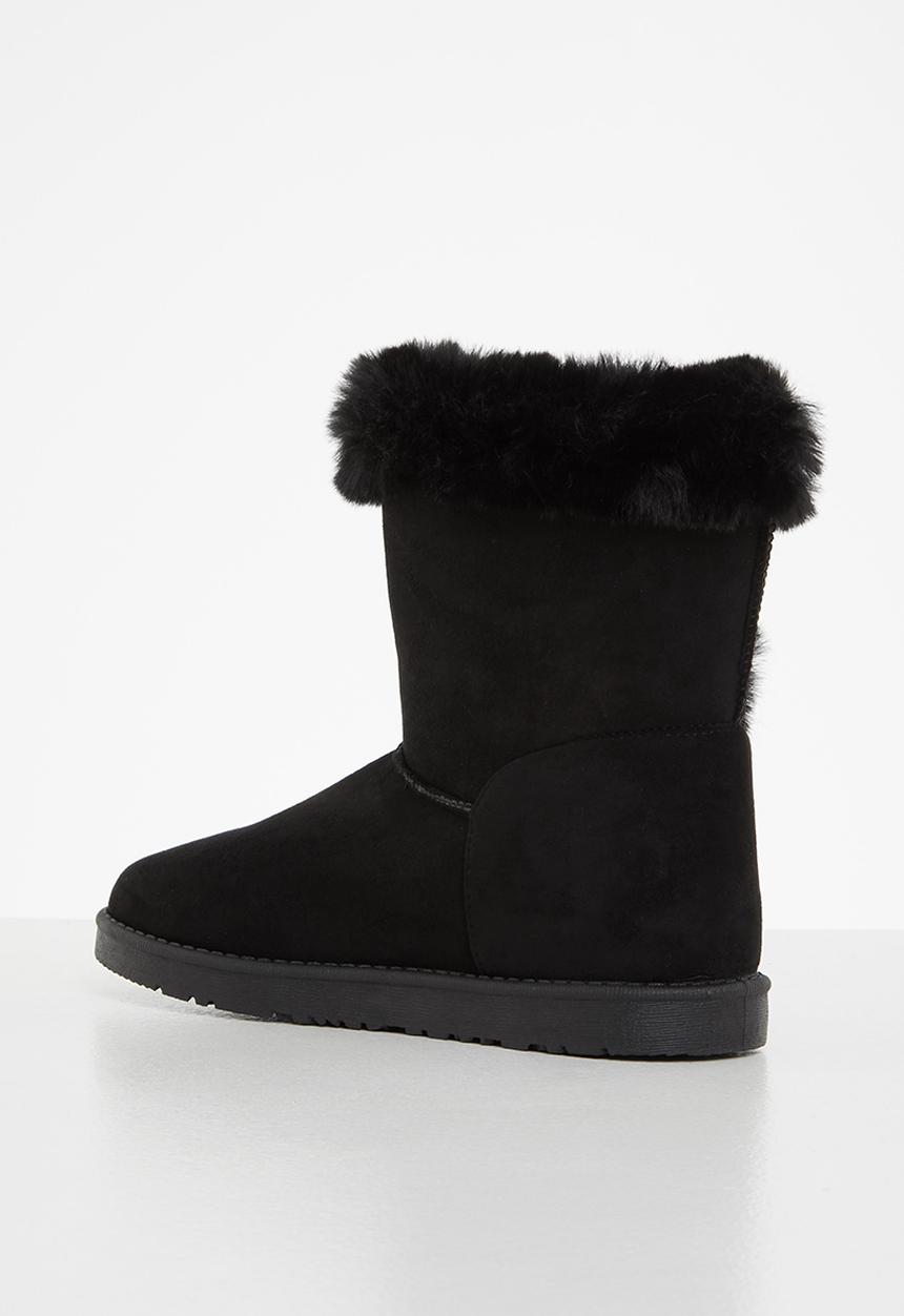 Jada - Faux shearling ankle boot - black