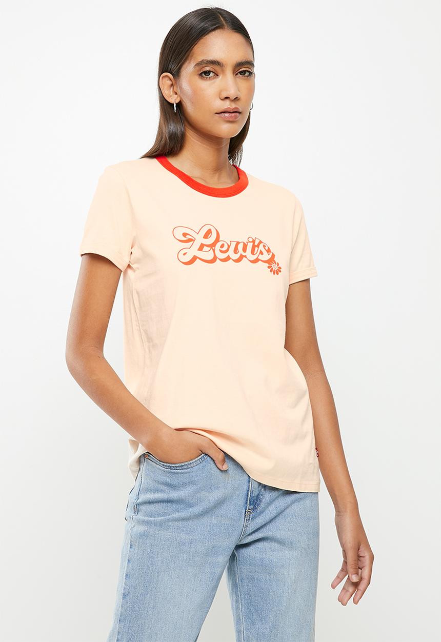 Levi’s® - Perfect ringer tee script levi's - peach puree