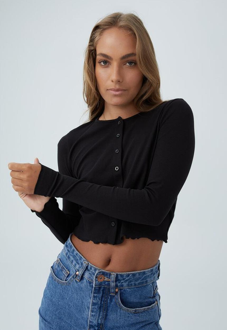 Cotton On - The organic rib cardi - black