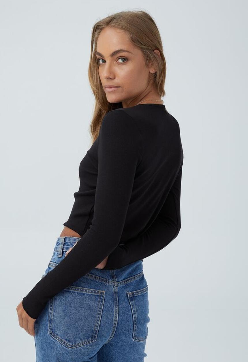 Cotton On - The organic rib cardi - black