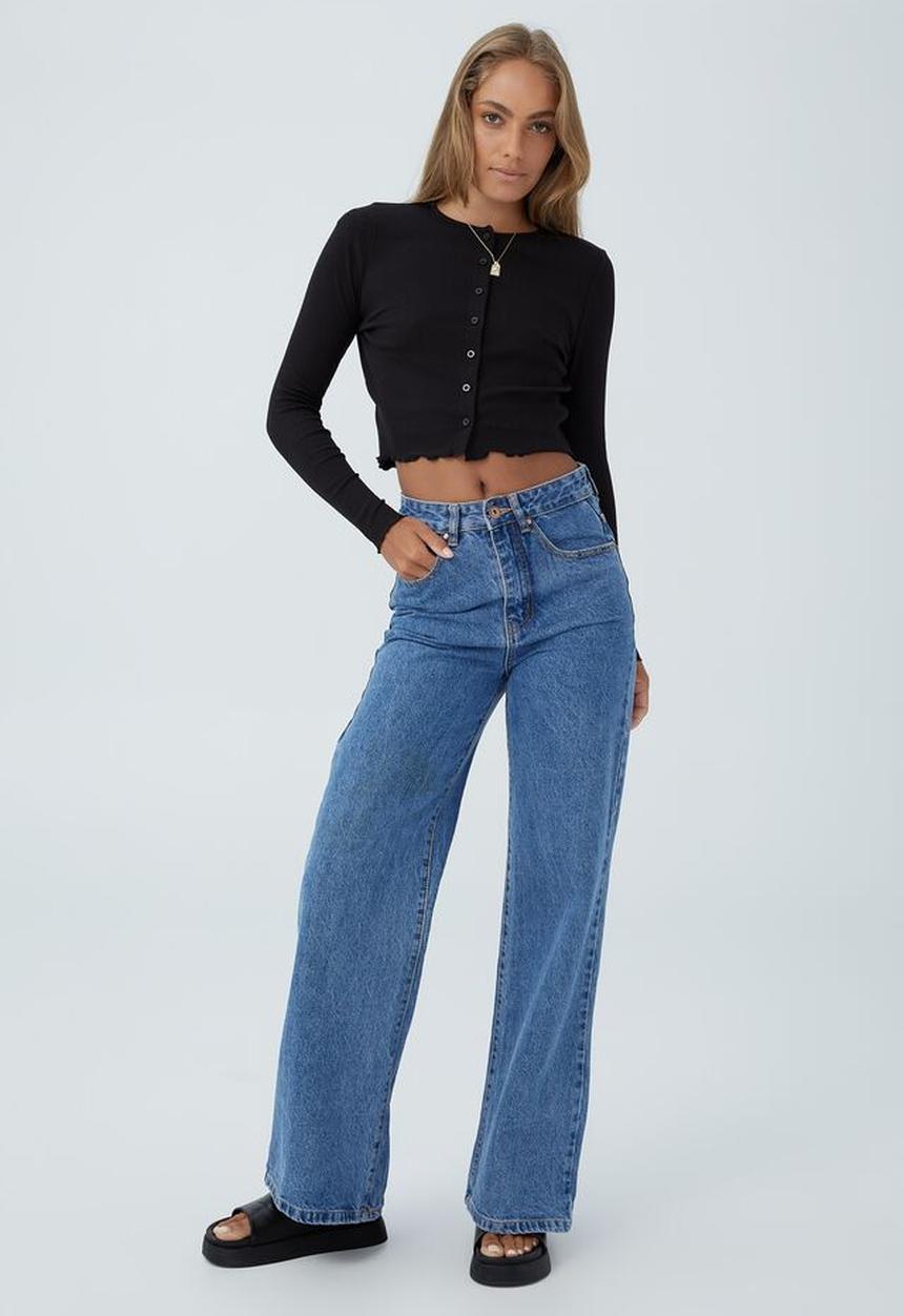 Cotton On - The organic rib cardi - black