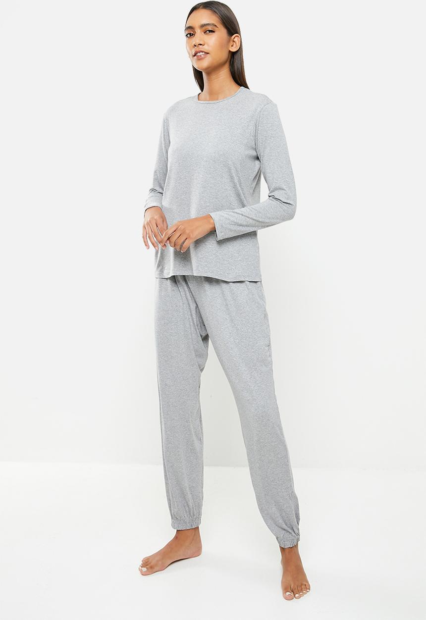 Superbalist - Sleep long sleeve top and pants set - light grey melange