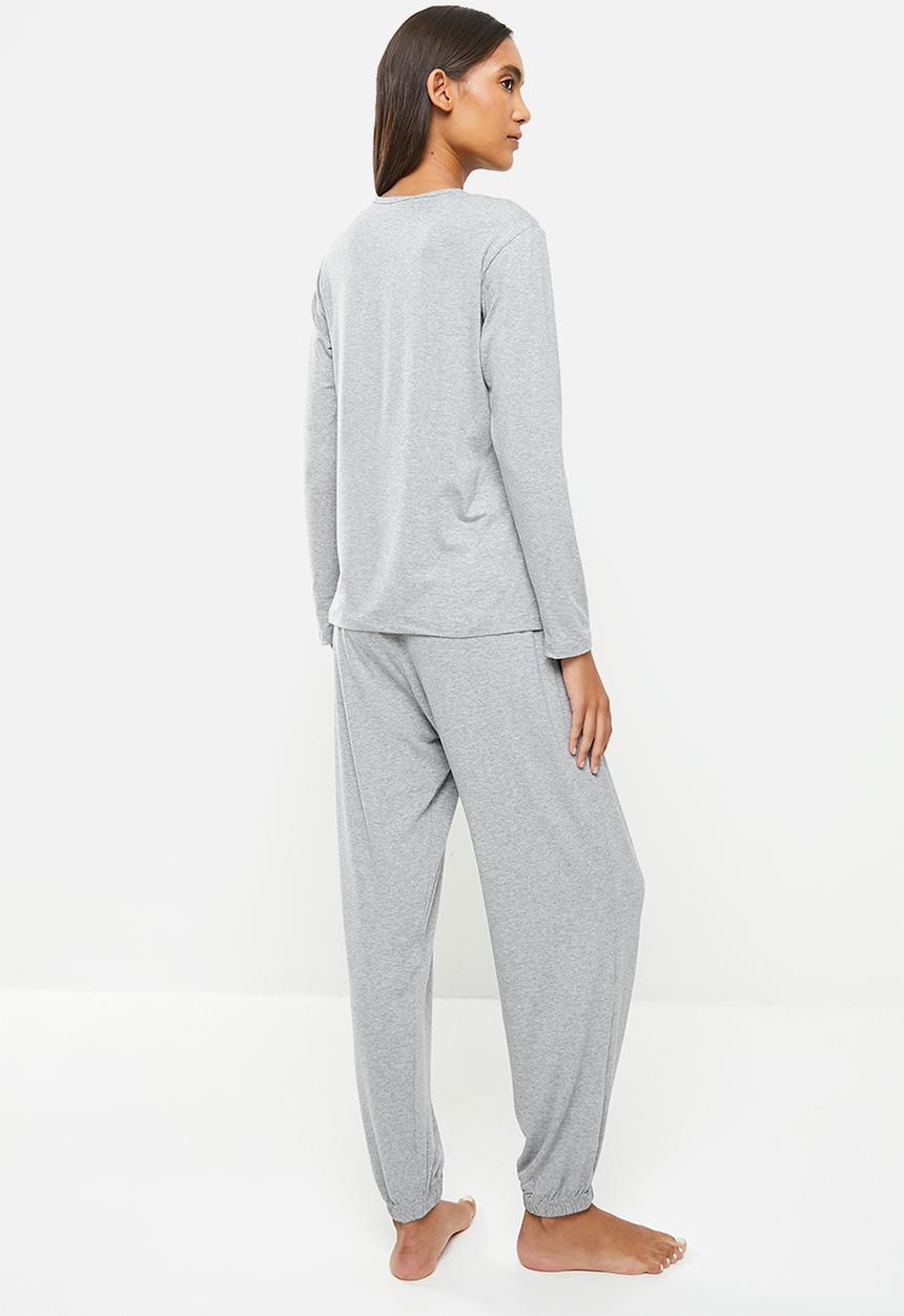 Superbalist - Sleep long sleeve top and pants set - light grey melange
