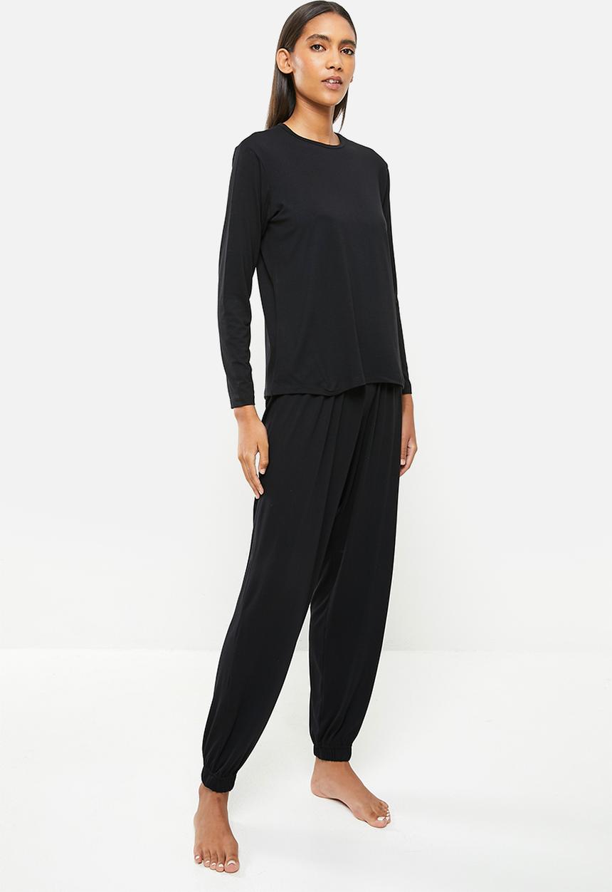 Superbalist - Sleep long sleeve top and pants set - black