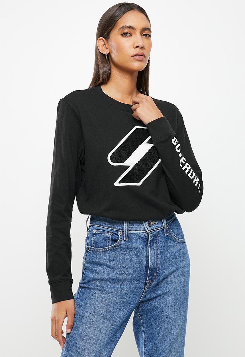 Superdry. - Superdry code logo che long sleeve top - black