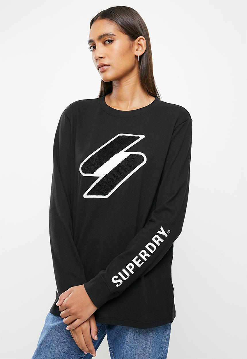 Superdry. - Superdry code logo che long sleeve top - black