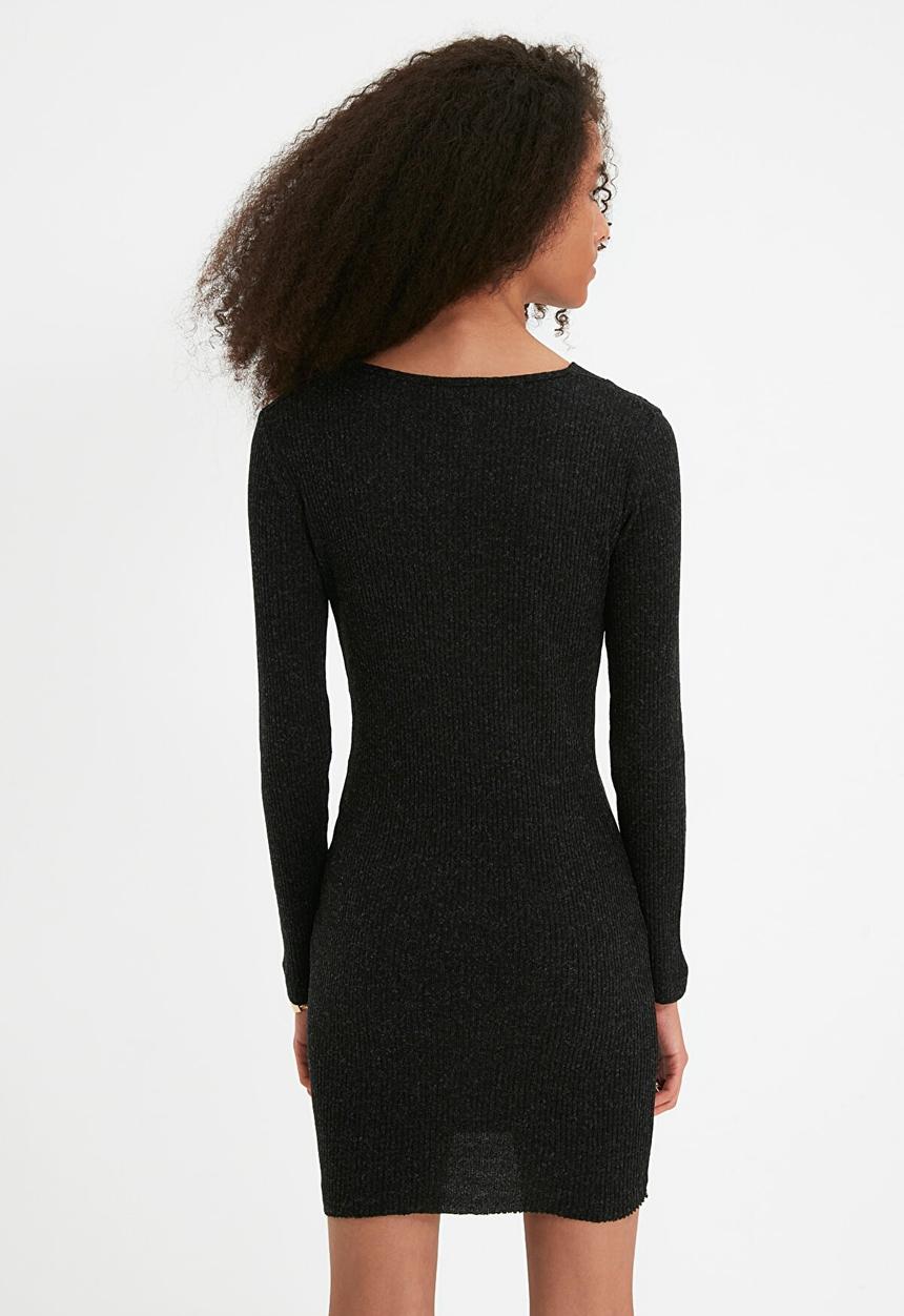 Trendyol - Double breasted sweater knitted dress - black