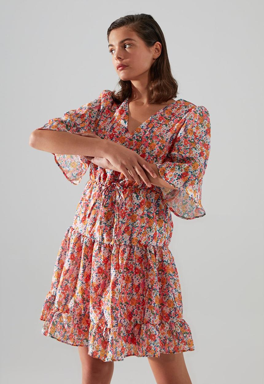 Trendyol - Patterned v-neck dress  - multi