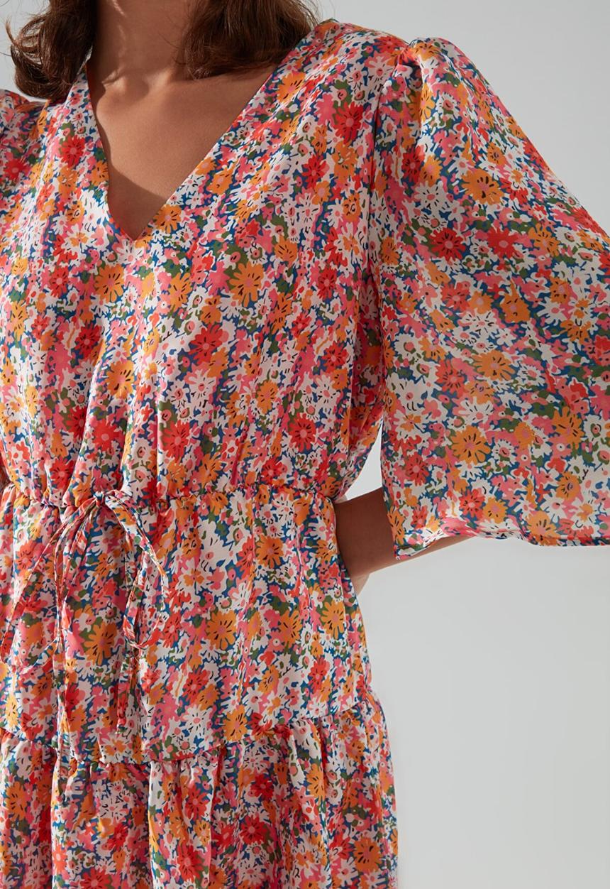 Trendyol - Patterned v-neck dress  - multi