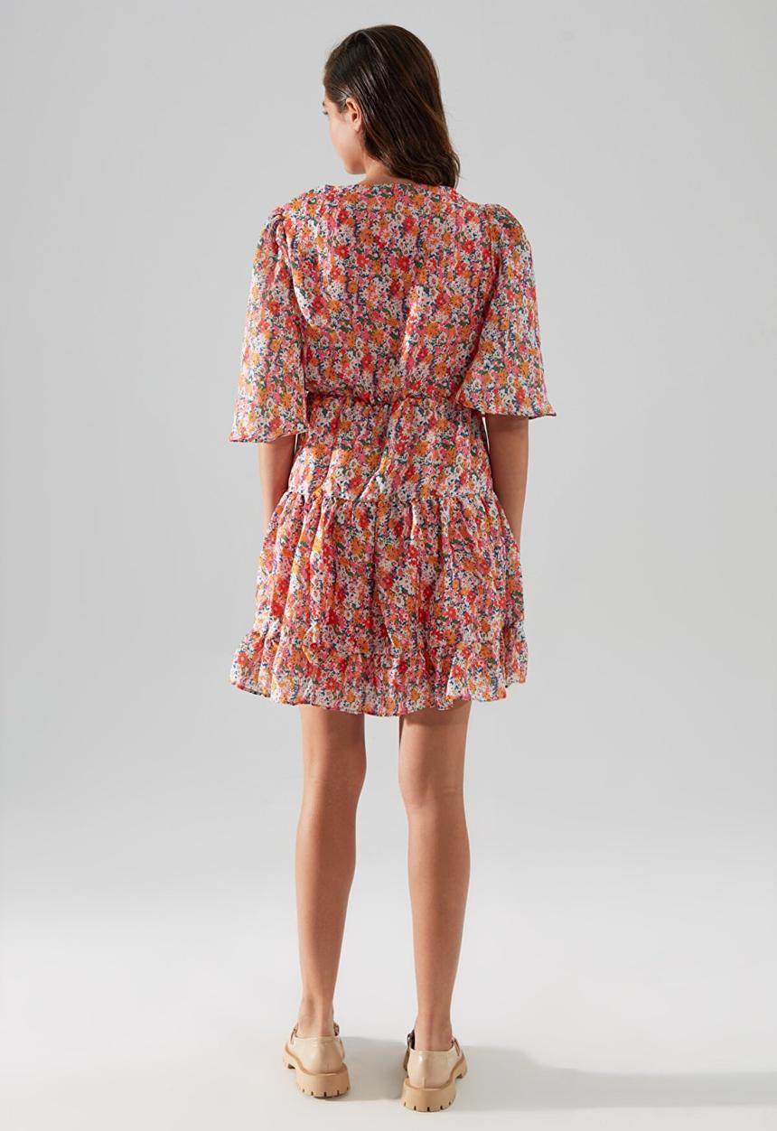 Trendyol - Patterned v-neck dress  - multi