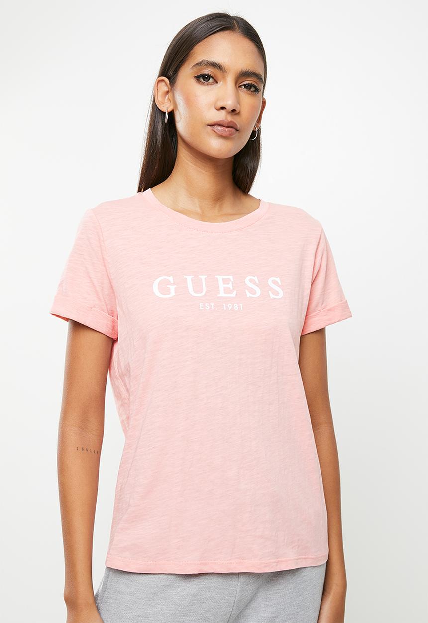 GUESS - Es short sleeve guess 1981 roll cuff tee - pretty in pink