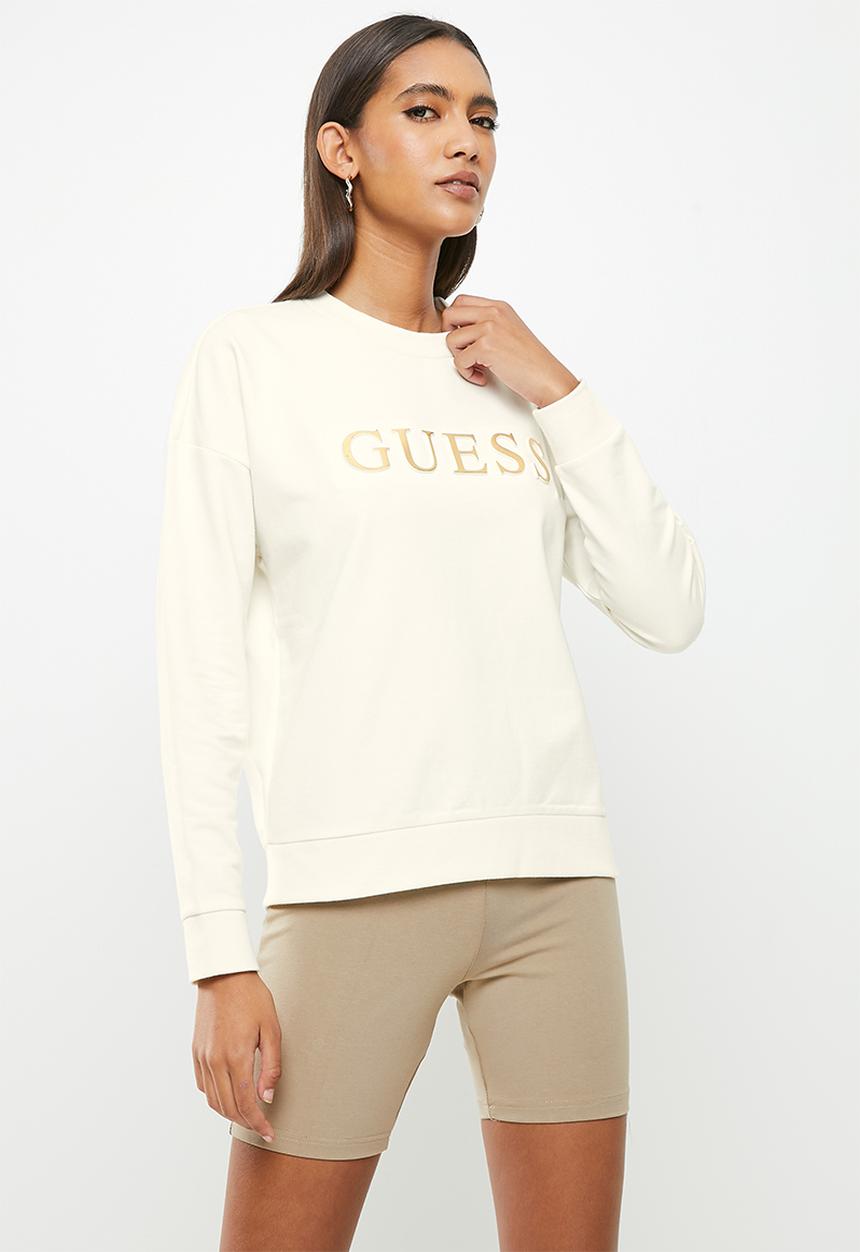 GUESS - Long sleeve embossed foil sweatshirt - cream white
