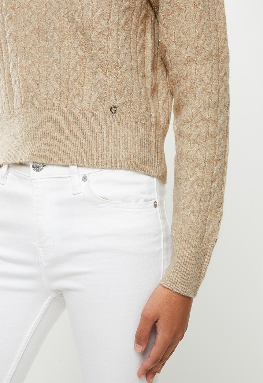 GUESS - Es long sleeve cable tanya sweater - impact grey