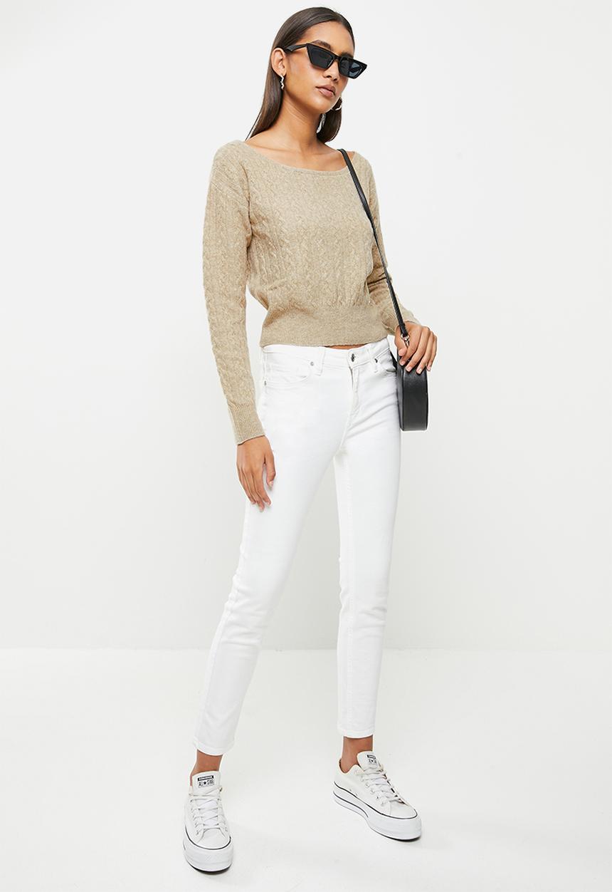 GUESS - Es long sleeve cable tanya sweater - impact grey
