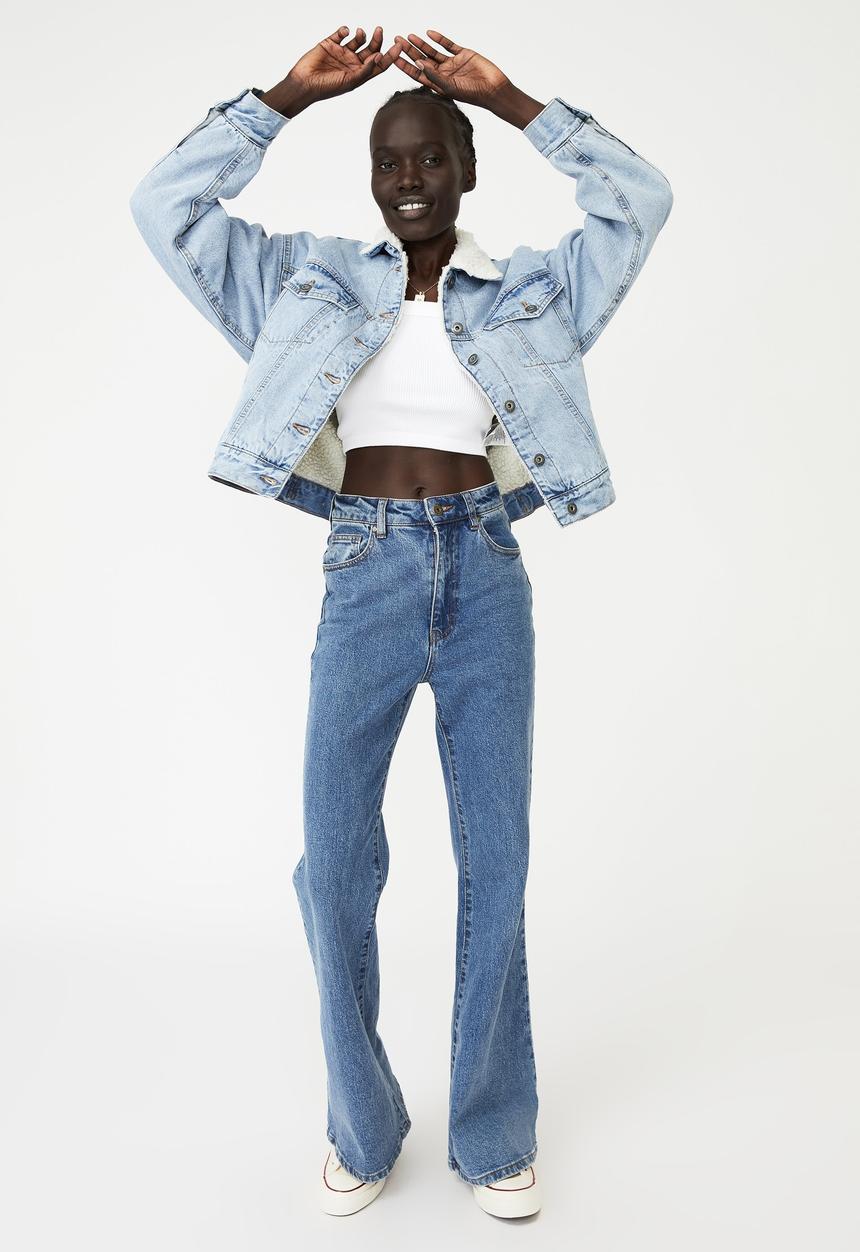 Cotton On - The denim sherpa trucker jacket - swell blue