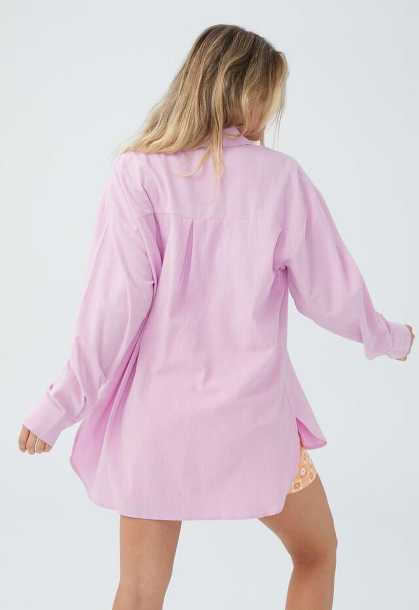 Cotton On - Sunny oversized long sleeve shirt - poppy pink