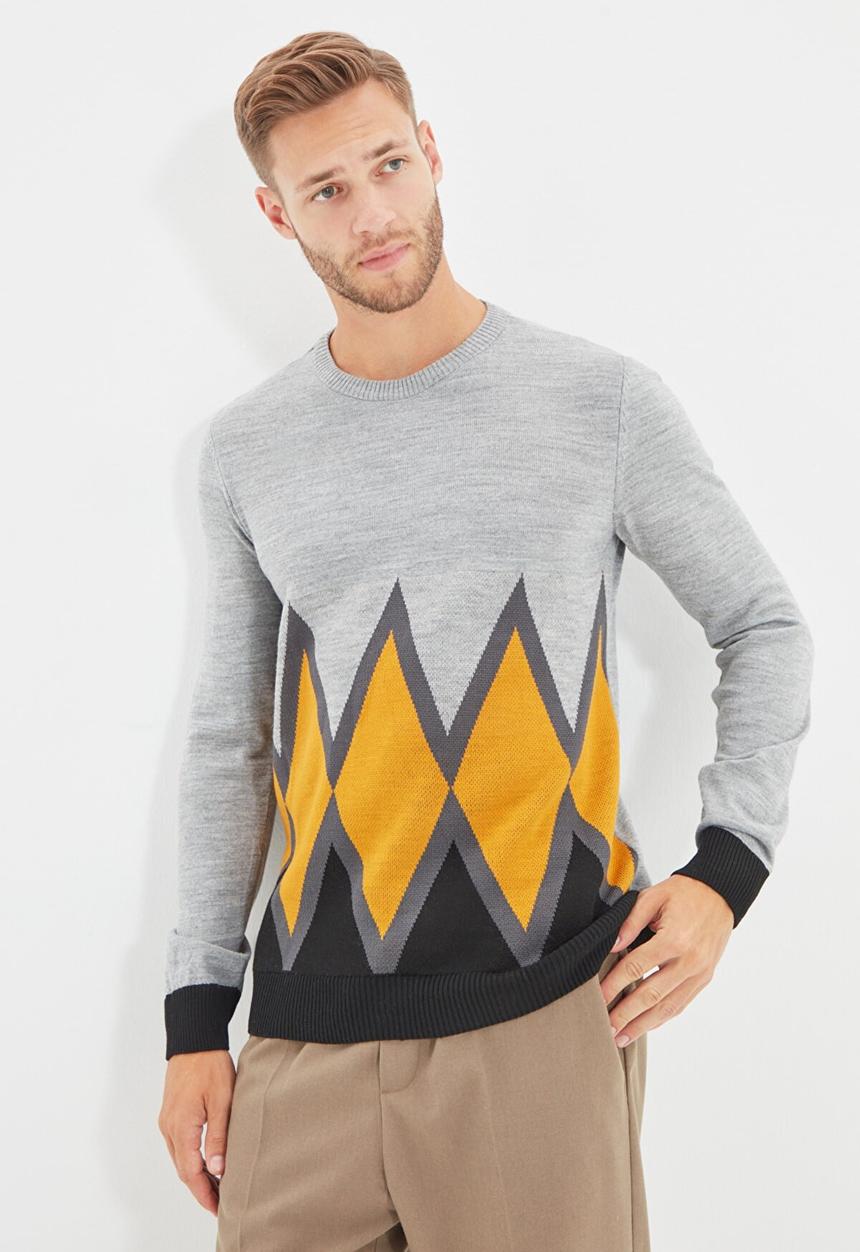Trendyol - Crew neck slim fit knit sweater - multi 