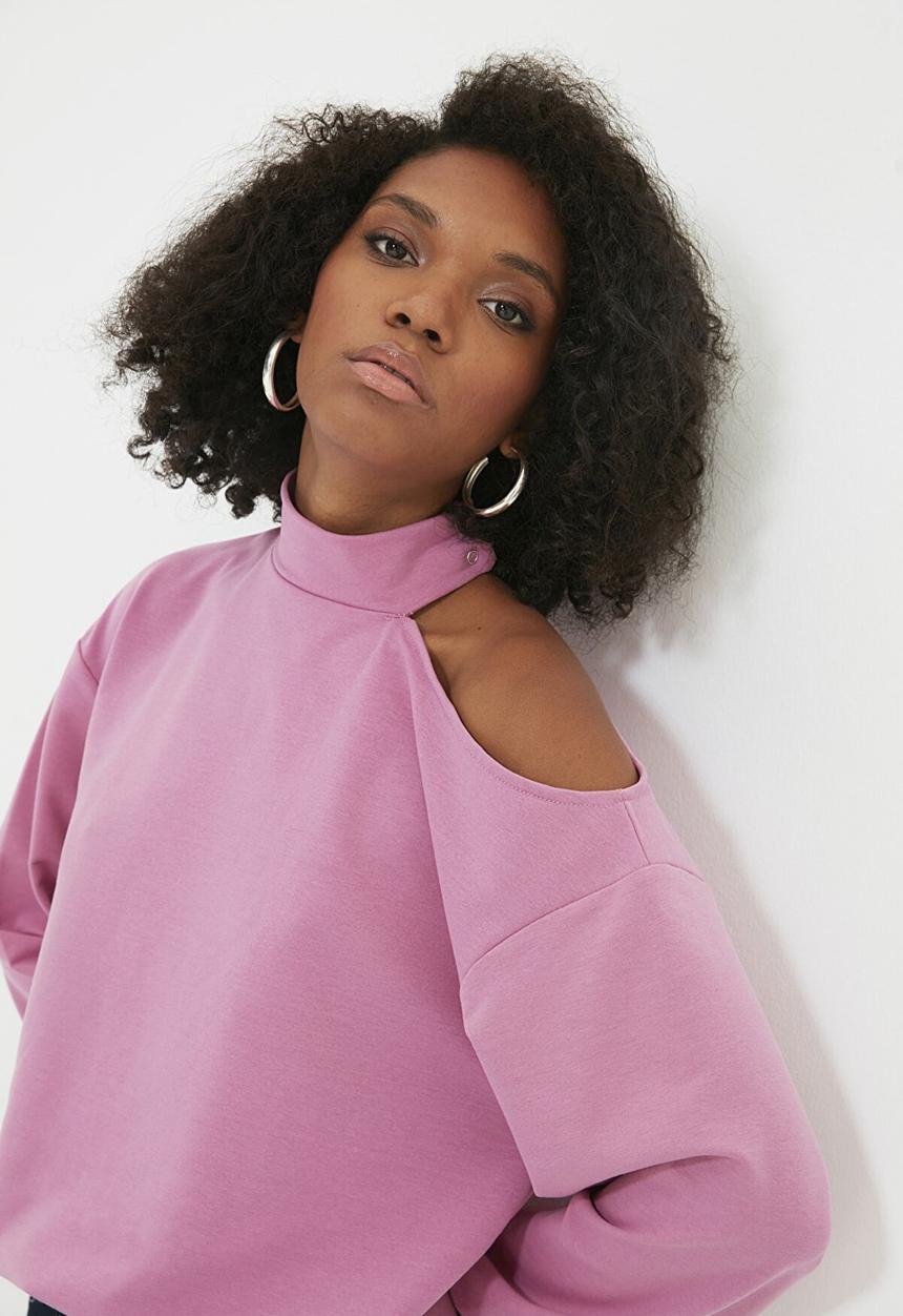 Trendyol - Shoulder detailed knitted sweatshirt  - lilac