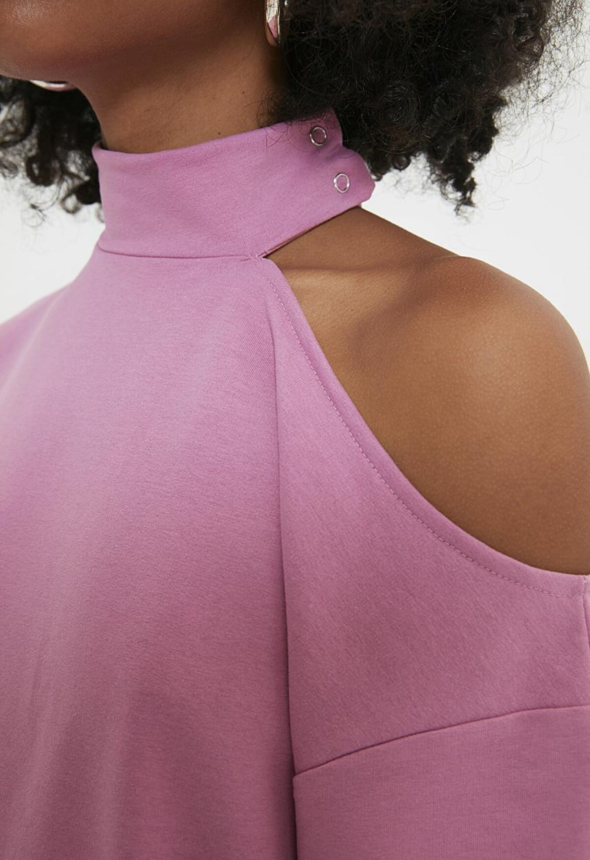 Trendyol - Shoulder detailed knitted sweatshirt  - lilac
