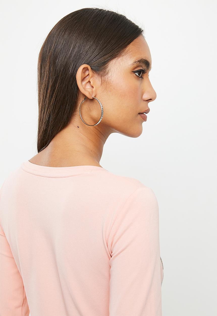 SISSY BOY - Long sleeve bling logo top - dusty pink